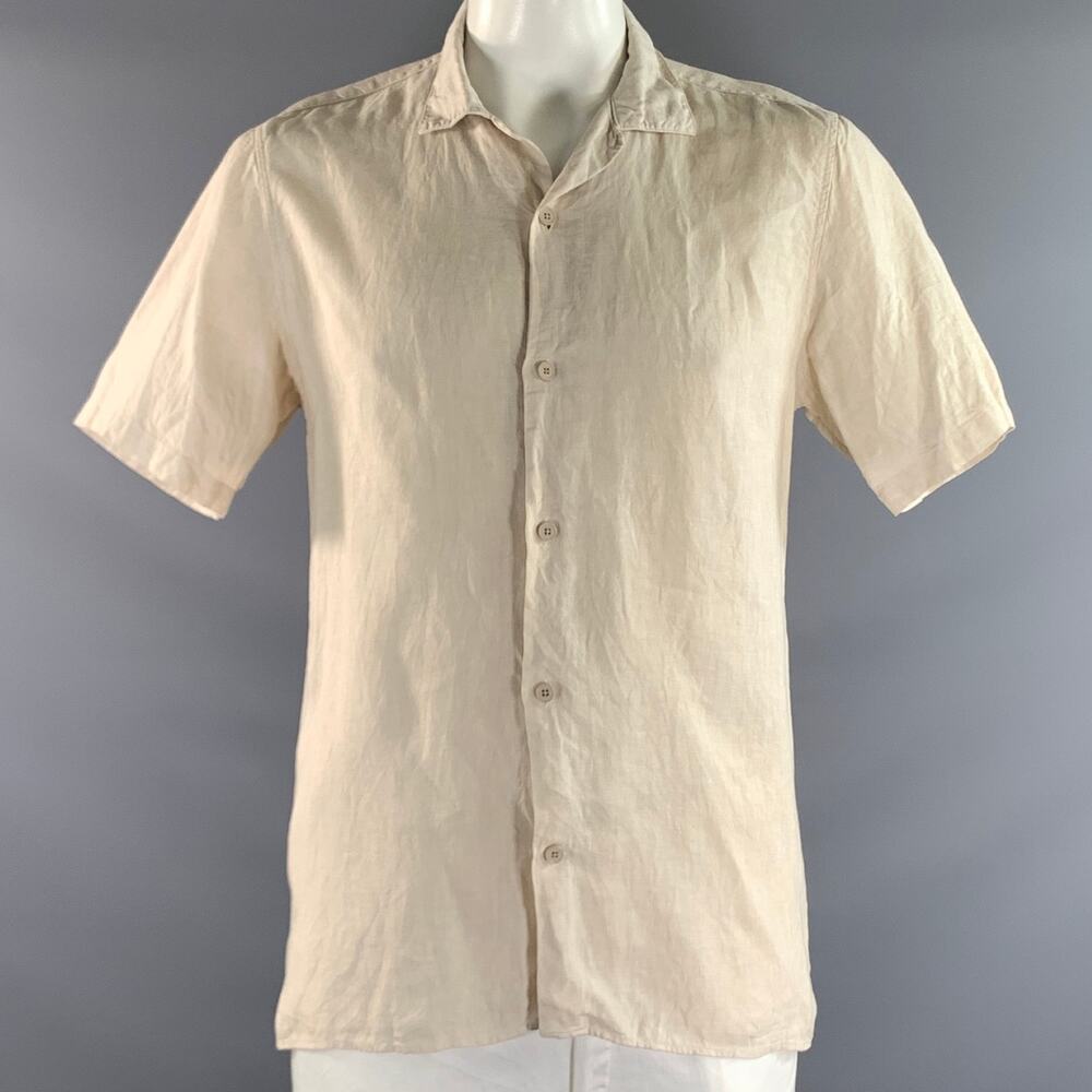NN07 Size L Tan Linen Camp Short Sleeve Shirt